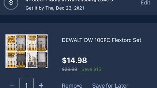 DWACFT100set was $50 bucks then $29 and now $15 at Lowe’s go get them!￼