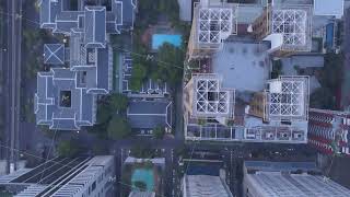 Modern districts of Bangkok, Thailand. Aerial bird eye view on Thailand marathon in Bangkok. Bangkok