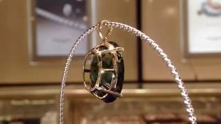 28.00 Carat Green Amythest Pendant in 14K Gold