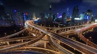 Time-lapse photography of traffic flow in Shanghai viaduct city photography&video background