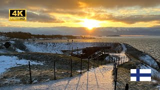 SUOMENLINNA SEA FORTRESS - HELSINKI (Winter), Old Market Hall, Salmon Soup, Regatta Cafe (4K)