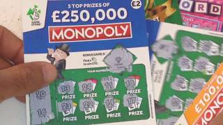 SCRATCHCARDS ...NEW MONOPOLY  £250,OOO AND £100,000 ..NEW MILLIONER GREEN 21 ..