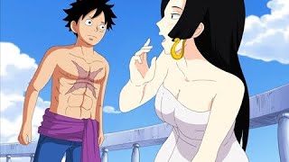 Boa Hancock's reaction after Luffy's surprise arrival in One Piece