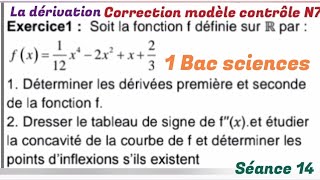 La Dérivation.1 Bac. correction modèle contrôle N7. séance 14