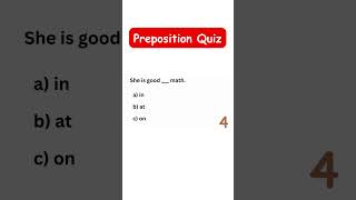 She is good ___ math | in on at | Preposition Quiz | Quick Grammar Practice #short  #mcquizofficial