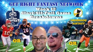 Fantasy Football Week 12 Game by Game Start/Sit Show with *Live* Q&A | GRFN Ep. 224