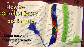 How to crochet Daisy Bookmark | easy and beginner patterns |#crochetbookmark #daisyyarn #crocheting