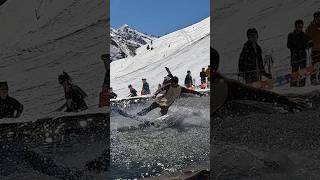 Bear Snowboarder Pond Skims - Water Slide Challenge Grimentz [46] #skiing #ski #switzerland #suisse