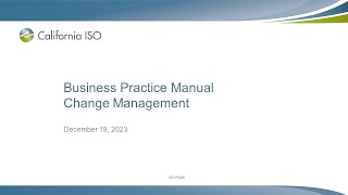 Dec 19, 2023 - Business Practice Manual Change Management