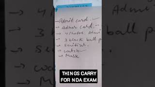 Nda exam things you need to carry 💞 #nda  🔥