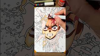 Drawing Tanjiro 🔥🗡️ | Liquid Art 💦 | Demon Slayer: Kimetsu no Yaiba #shorts #tanjiro #demonslayer