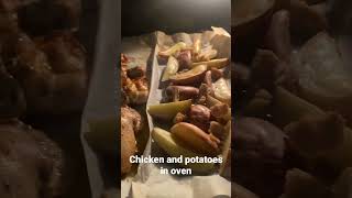 Chicken and potato in oven