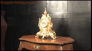 Antique French Ormolu Clock Lions Rampant