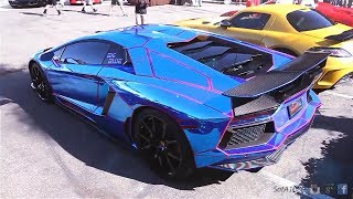 BLUE CHROME Lamborghini Aventador Take Off and Walk Around