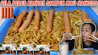 BUKA PUASA MUKBANG MIE LEMONILO RASA PEDAS KOREA 3 BUNGKUS+SOSIS