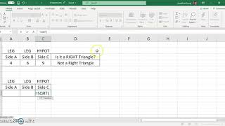 Excel   Solve for the Hypotenuse