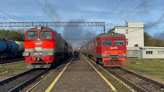 "Встреча видов тяги!" Электропоезд ЭТ2М - 099 на ст.Будогощь, октябрь 2024г.