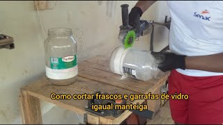 Como cortar frascos e garrafas de vidro,igual manteiga  m #artesanato #diy