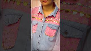 Denim Shirt To Bandhej Jacket Tutorial #fashionshorts #fashiondesigner #diycrafts