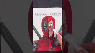 Deadpool Drawing | Realism vs Horror (part-2) #drawing #art #artist #trending #shorts #youtubeshorts