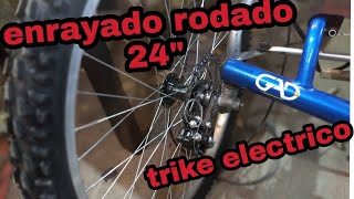 Enrayando rueda rodado 24 con freno  a disco para el TRIKE electrico