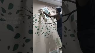 #tree wall painting #tree stencil art#trending #viral