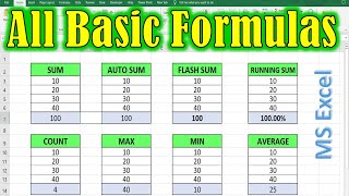 all-basic excel formulas and functions | excel formulas in hindi | basic excel tutorial