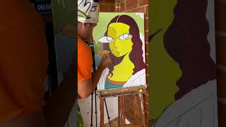 PINTANDO A RELEITURA DA MONA LISA NA TELA COM TINTA E ALGODÃO - PARTE 2 #Arte #trending #fyp #viral