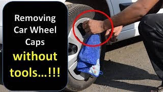 Removing car wheel caps easily without tools