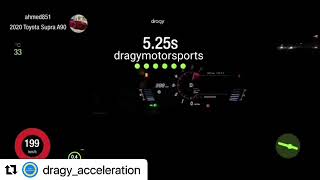 MK5 A90 Supra Acceleration from 100-200 kms on pure800 turbo / 98 octane fuel + meth injection