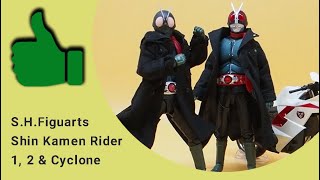 S H Figuarts Shin Kamen Rider 1, 2 and Cyclone Review