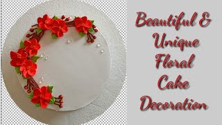 Floral cake decoration/ Simple cake design/ New trick for cake decoration/ Easy cake decoration