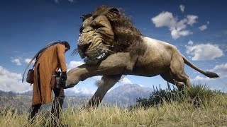 Lion attacks Arthur Morgan | Red Dead Redemption 2 | RDR2 PS5 Gameplay