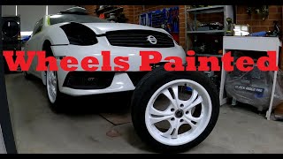 Curbed wheel repair and paint. DIY cheap fix, we painted the rims WHITE. Skyline V35 Infiniti G37