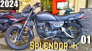 2024 Hero splendor plus 01 edition new update OBD-2 E20 fi Mileage price detailed review #splendor