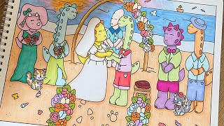 Live coloring ASMR - Dinosauri fanno cose estive pt.8 Matrimonio