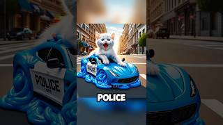 kitten rides police slime car #cats #cat #catvideos #catlover #cutecat