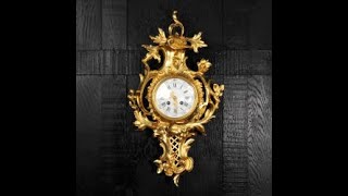 Antique French Rococo Gilt Bronze Cartel Wall Clock by Vincenti 3584