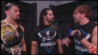 Roman Reigns Dean Ambrose and Seth Rollins at Raw Backstage.