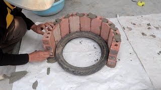 Amazing Design Cement Pot With Bricks And Old Tires - Garden Decoration Ideas