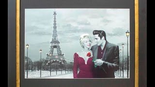 Quadro Decorativo com Strass Marilyn Monroe e Elvis Presley em Paris