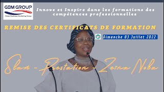 Slam prestation de Zeïna NOBA la Prophétesse, remise des certificats de formation professionnelle