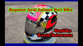 repaint helmet Arai Rr2 | Kevin Schwantz | Airbrush proses | cara repaint | Tutorial airbbrush