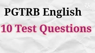 PGTRB English 10 Test Questions