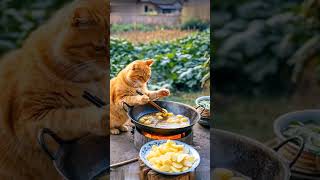 Mengoreng Kripik kentang #miaw #cooking #kucing #cat #miawmiaw #funny #fypシ゚viral #lucu #capcut