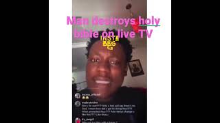 Nigerian Man destroys holy bible on live TV