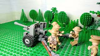 Lego WW2 Stopmotion A troop of British artillery take on a King Tiger tank.