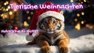 Tierische Weihnachten - magische KI Kunst zum Nikolaus Tag - wunderschöne Tier Bilder