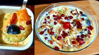 Vermicelli Sago Fruit Custard Recipe | Fruit Custard with sago and Vermicelli | Flavours Touch