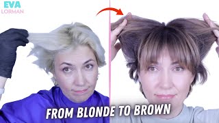 Blonde To Brown Hair At Home | How To Dye Hair Brown Tutorial 2023 by Eva Lorman